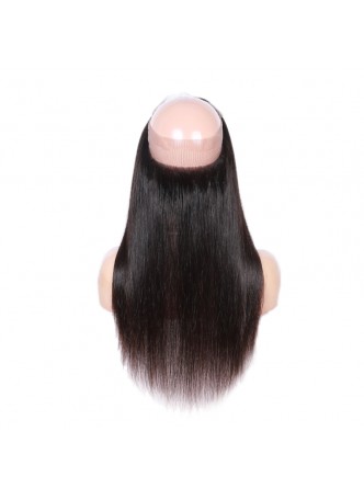 Elwigs Pre Plucked 360 Lace Frontal With Baby Hair 100% indian Remy Human Hair Silky Straight Natural Black 10-22inch